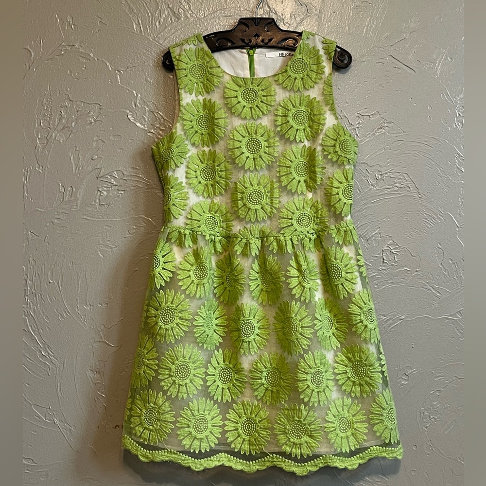 Patterned Green Mod Mini Dress